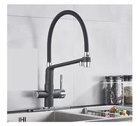 Matte Black Kitchen Sink Faucet Dual Handle Water Mixer Pure Water Filter Tap Hot & Cold Water for Easy Cleaning Modern Design White Chrome Finish