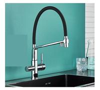 Matte Black Kitchen Sink Faucet Dual Handle Water Mixer Pure Water Filter Tap Hot & Cold Water for Easy Cleaning Modern Design White Chrome Finish