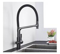Matte Black Kitchen Sink Faucet Dual Handle Water Mixer Pure Water Filter Tap Hot & Cold Water for Easy Cleaning Modern Design White Chrome Finish