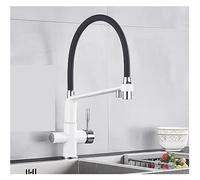 Matte Black Kitchen Sink Faucet Dual Handle Water Mixer Pure Water Filter Tap Hot & Cold Water for Easy Cleaning Modern Design White Chrome Finish