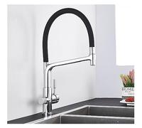 Matte Black Kitchen Sink Faucet Dual Handle Water Mixer Pure Water Filter Tap Hot & Cold Water for Easy Cleaning Modern Design White Chrome Finish