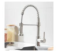 Matte Black Kitchen Sink Faucet - Single Handle Pull Down Mixer Tap One Touch Rotating Design Sleek Nickel Finish Modern Essential.