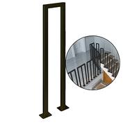 Matte Black Metal Stair Banister RailIndoor/Outdoor Safety Support Poles Kit for Villa Loft & Elderly StaircaseComplete 20x45cm Set