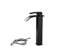Matte Black Modern Waterfall Bathroom Faucet, Single Hole Mixer Tap, High Handle Design for Sink, Stylish Washbasin Fixture, Size: 17.2x6x18.3cm