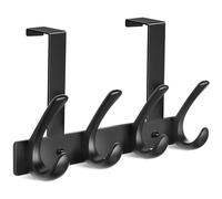 Matte Black Over Door Coat Hooks - Space-Saving Storage Rack for Bathroom, Bedroom & Kitchen
