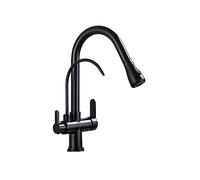 Matte Black Pull-Down Kitchen Faucet, Dual Handle, Hot & Cold Water, Easy Install, Modern Design, Lead-Free, Water Purifier for Home,