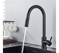 Matte Black Pull Out Kitchen Faucet with Touch Sensor Dual Water Modes Smart Mixer Tap Rotatable Hot & Cold Crane for Modern Kitchens
