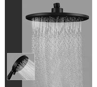 Matte Black Rain Shower Head, Thin ABS Round Overhead Replacement with G1/2 Connector for Bathroom, Gentle Spray Modern Design