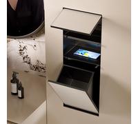 Matte Black Recessed Toilet Paper Holder & Trash Can Cabinet, Wall-Mounted Tissue Dispenser, Slish Bathroom Sto for Toilet Paper & Wipes, Space-Saving Design