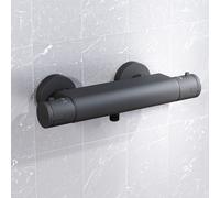 Nes Home Matte Black Round Thermostatic Shower Bar Valve with Single Outlet