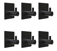 Matte Black Self-Adhesive Wall Hooks for Towels Durable SUS304 Stainless Steel Strips 3M Coat Hat Bag Hangers - Ideal for Bathroom nization and Home Décor