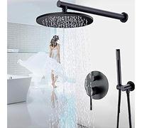 Matte Black Shower Faucet Cold and Hot Mounted On The Wall Shower Set 2 Ways Outlet Bathroom Faucet-8_inch,16 Inch