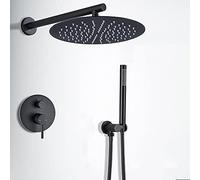 Matte Black Shower Faucet ConceaBrass Rainfall Shower Mixer Tap Single Handle Bathroom Rain Hot Cold Water Tap,16 Inch Shower Set,16 Inch Shower Set LWX