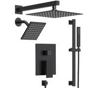 Matte Black Shower Faucet Set - 1059 High-Pressure Rainfall Showerhead Thermostatic Control Easy tallation Modern Bathroom Upgrade Brass Construction