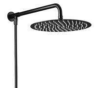 Matte Black Shower Head with Hose and Shower Arm, High Pressure Round Rain Shower Head, 10 Inch (25 cm)