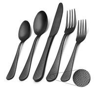 Matte Black Silverware Set, Satin Finish 20-Piece Stainless Steel Flatware Set,Kitchen Utensil Set Service for 4,Tableware Cutlery Set for Home and Restaurant, Dishwasher Safe