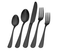 Matte Black Silverware Set,SHARECOOK Satin Finish 40-Piece Stainless Steel Flatware Set,Kitchen Utensil Set Service for 8,Tableware Cutlery Set for Home and Restaurant, Dishwasher Safe