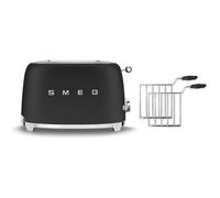 (Matte Black) Smeg TSF01 Matte 2 Slice Toaster + TSSR01 2-Sandwich Racks Bundle