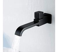 Matte Black Square Bathroom Basin Faucet Wall Mounted Cold Water Faucet Bathtub Waterfall Spout Vessel Sink Faucet Mop Pool Tap Black Heavy Duty