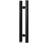 Matte Black Stainless Steel Glass Door Handle - Push-Pull T Bar Design for Shower, Sliding, and Wooden Doors - Durable 80x60cm Square Tube Style