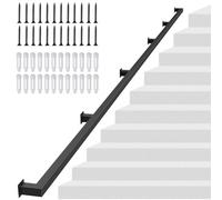 Matte Black Stainless Steel Indoor Stair Railing - Heavy Duty Square Tube for Wall Attachment - Modern Staircase Support for Safety and Style
