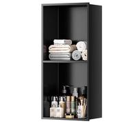 Matte Black Stainless Steel Shower Wall rt No Tile Required Embedded Bathroom Storage Solution for Modern Showers Waterproof & Design