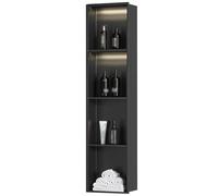 Matte Black Stainless Steel Shower with LED Light Wall rt Bathroom Storage Shelf No Tile Needed Modern Embedded Design for Optimal Space Saving