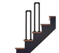 Matte Black Stair Handrails, Hand Rail Kits Powder Coating Stair Railings Arched Wrought Iron Transitional Handrail Industrial Armrest(70cm)