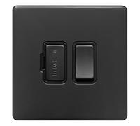 Matte Black Switched Fused Spur 13A 250V Single Gang BL422