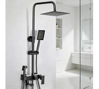 Matte Black Thermostatic Exposed Shower Mixer Twin Head Large Square Bar