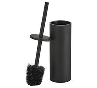 Matte Black Toilet Brush and Holder Set - Stainless Steel Toilet Bowl Scrubber with Replaceable Head & Splash Guard
