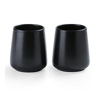 Matte Black Toothbrush Holders for Bathroom - 2Pcs Ceramic Tooth Brushing Holder Set, Toothpaste Holder, Reusable Toothbrush Mouthwash Cups, Space-Saving Design for Bathroom Countertop