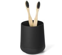 Matte Black toothbrush holders for bathrooms with silicon boot, Modern tooth brushing and toothpaste holder cup for bathroom Organizer (Black)