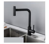 Matte Black Touch Kitchen Brass Kitchen Sink Tap Cold and Hot Can Pull Out Two Ways of Water Outlet(Black)