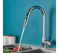 Matte Black Touch Sensor Kitchen Faucet Pull Out Smart Double Water Mode Mixer Tap Rotate Hot Cold Crane,Chrome