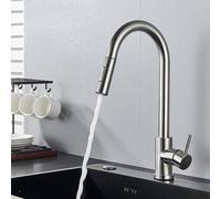 Matte Black Touch Sensor Kitchen Faucet Pull-Out Smart Mixer Tap with Dual Water Modes 360° Rotatable Hot & Cold Crane Sl rushed Nickel Finish for Contemporary Kitchens
