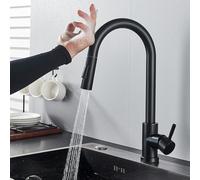 Matte Black Touch Sensor Kitchen Faucet - Smart Pull-Out Mixer Tap with Dual Water Modes 360° Rotatable Hot & Cold Spout Modern Kitchen Sink Accessory for Easy Use