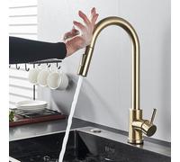 Matte Black Touch Sensor Kitchen Faucet - Smart Sensor Double Water Mode - Rotating Hot & Cold Mixer Tap - Brushed Gold Finish - Modern Kitchen Accessory