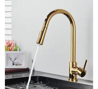 Matte Black Touch Sensor Kitchen Faucet - Smart Sensor Tap with Dual Water Modes - Hot & Cold Rotating Mixer - Brushed Gold Finish - Modern Kitchen Upgrade