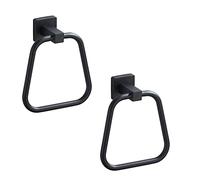 Matte Black Towel Ring for Bathroom 2 Pack, Kitchen Bath Towel Holder Hangers Wall Mount Heavy Duty Stainless Steel