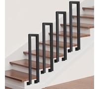 Matte Black U Shaped Handrails for Outdoor Steps & Indoor Stairs Non Slip Industrial Wrought Iron Railing 90cm Side Mount for Garden Loft & Corridor 1pc