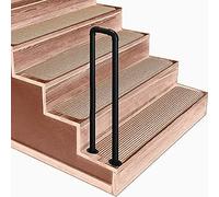 Matte Black U-Shaped Outdoor Stair Railing - Wrought Iron Support Post for Garden Villa Hotel Corridor Indoor/Outdoor Use Ideal for Kids Safety (90cm/2.95ft)