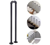 Matte Black U-Shaped Stair il - Industrial Wrought Iron Indoor Railing Non-Slip Armrest for Elderly Safety Transitional Picket for Exterior Steps (100cm)