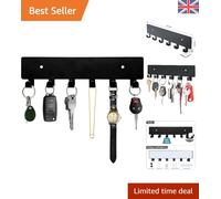 GTK Key Holder for Wall, Key Hooks with 6 Hooks, Wall Mounted Key Holder for Hallway, Self Adhesive Key Rack(Black)