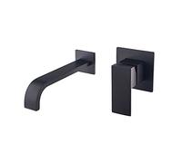 Matte Black Wall-Mounted Bathroom Faucet, 2-Hole Basin Tap Mixer, Hot & Cold Water, Stylish Chrome Finish for Sink and Toilet Use