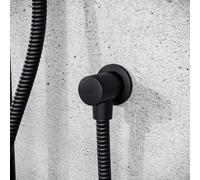 Round Matte Black Wall Mounted Outlet Elbow Shower Hose Concealed Connector Kit