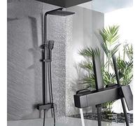 Matte Black Wall Mounted Rainfall Shower Faucet Rotate Watering Can Bath Shower Set Handshower Head Rain Bathroom Mixer Tap,