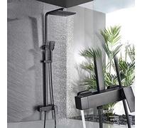 Matte Black Wall Mounted Rainfall Shower Faucet Rotating Watering Can Bathroom Shower Set Handheld Shower Head Rainfall Bathroom Mixer Tap