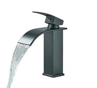 Matte Black Waterfall Bathroom Faucet Single Handle Mixer Tap for Hot & ColWater Basin C Tap (Short Ch) for Modern Wash Basin