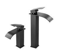 Matte Black Waterfall Faucet Single Handle Bathroom Mixer Tap Hot & ColWater Basin C for Washbasin HighBrush h &
